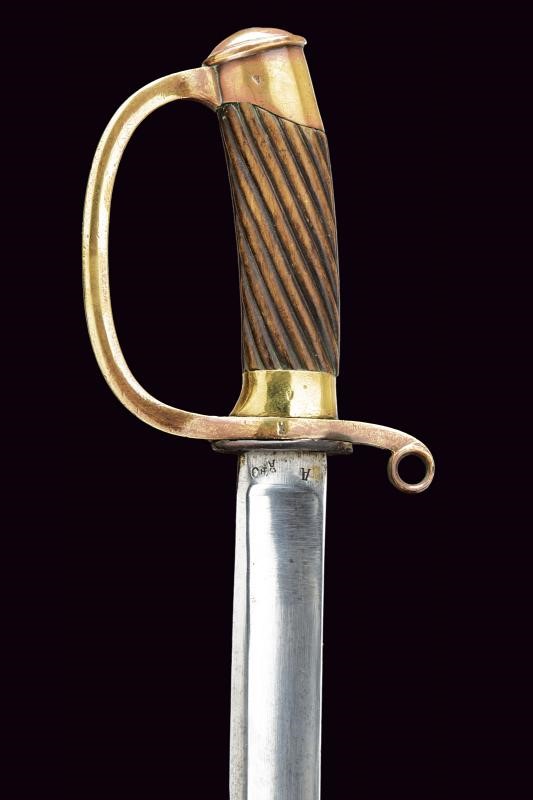 Russia imperiale, Shasqua da truppa dei dragoni, lama curva con marchi di Zlatoust (1908)