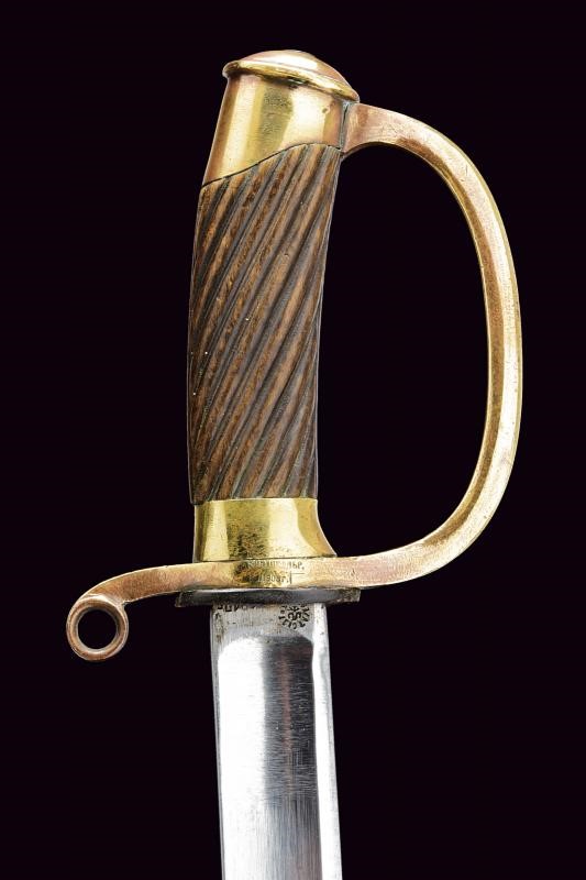Russia imperiale, Shasqua da truppa dei dragoni, lama curva con marchi di Zlatoust (1908)