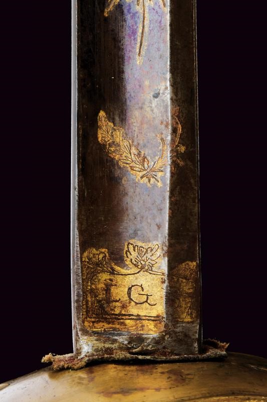 Spada Albertina mod. 1833, lama incisa e dorata su fondo blu, circa 1840