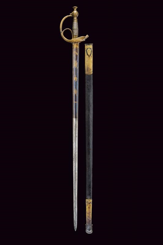 Spada Albertina mod. 1833, lama incisa e dorata su fondo blu, circa 1840