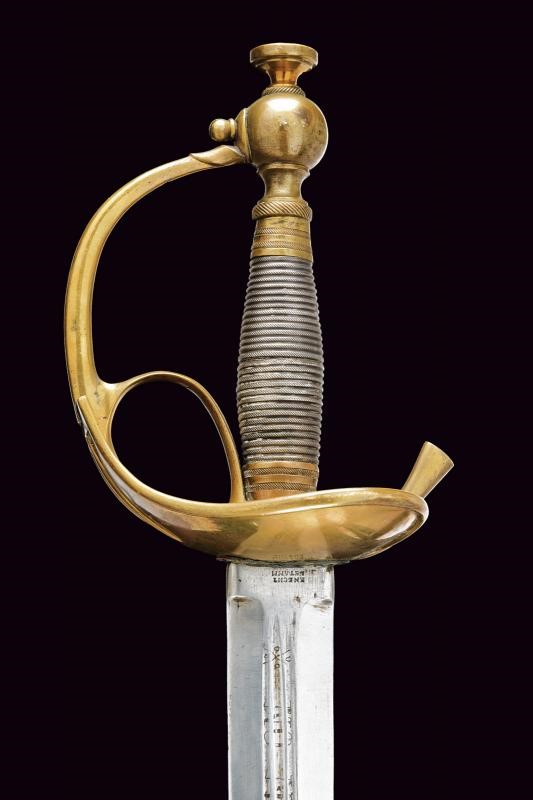 Spada Albertina mod. 1833, lama a due fili con iscrizioni e marchio KNECHT & STAMM (Solingen), me...