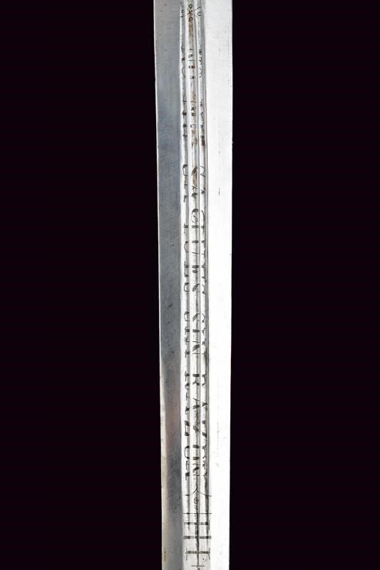 Spada Albertina mod. 1833, lama a due fili con iscrizioni e marchio KNECHT & STAMM (Solingen), me...