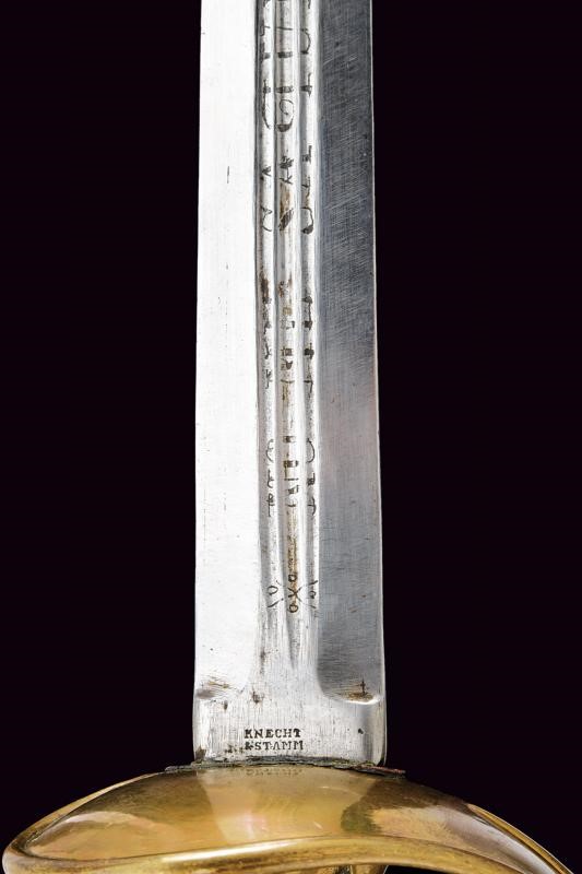 Spada Albertina mod. 1833, lama a due fili con iscrizioni e marchio KNECHT & STAMM (Solingen), me...