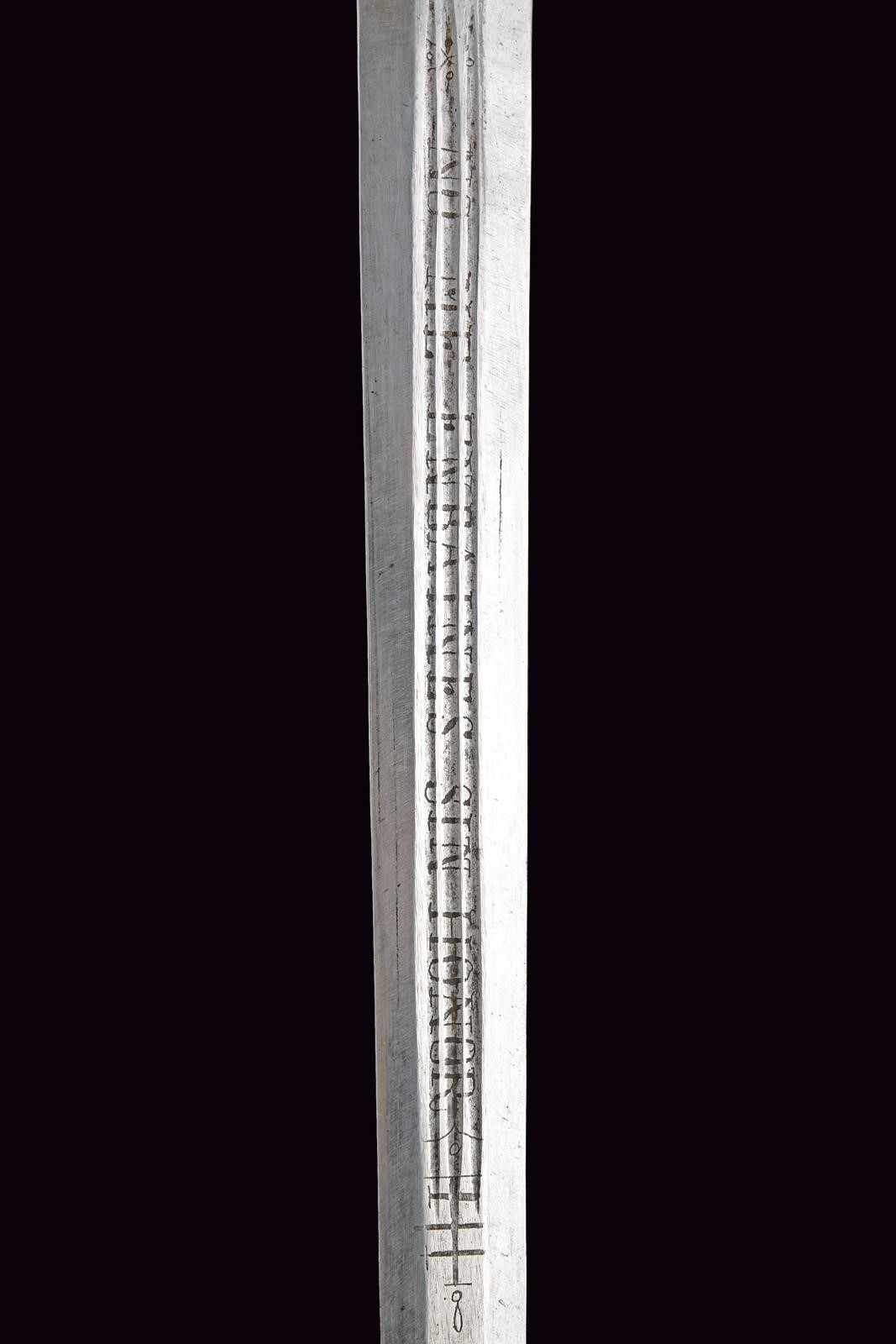 Spada Albertina mod. 1833, lama a due fili con iscrizioni e marchio KNECHT & STAMM (Solingen), me...