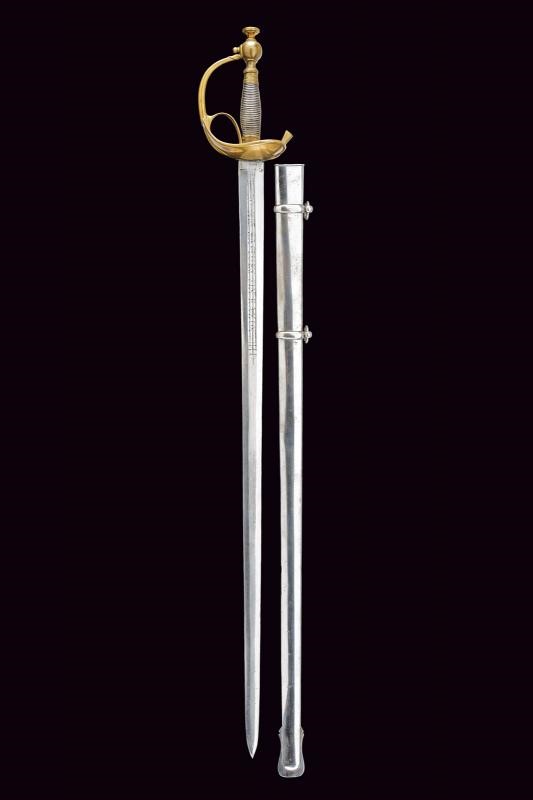 Spada Albertina mod. 1833, lama a due fili con iscrizioni e marchio KNECHT & STAMM (Solingen), me...