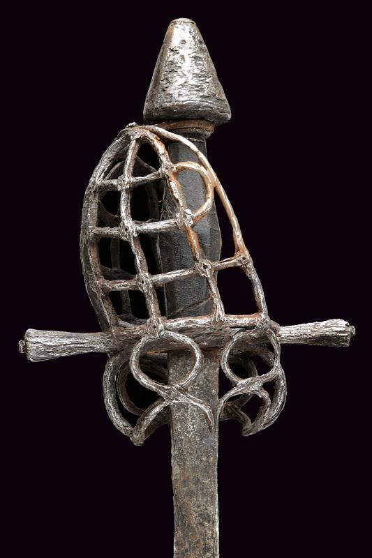 Spada con fornimento a gabbia, lama dritta a un filo e controfilo (terzo quarto del XVI secolo)