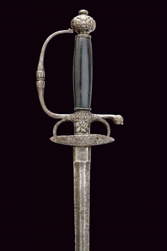 Arma bianca d’età barocca, spadino con lama esagonale e fornimento in ferro (inizio XVIII secolo)