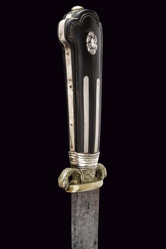 Militaria del periodo Impero austro-ungarico, Paloscio da caccia con lama incisa e impugnatura in...