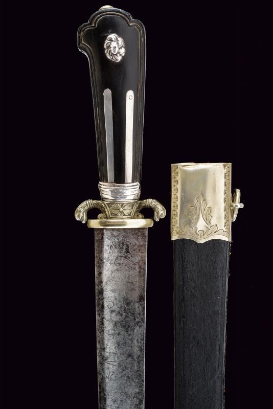 Militaria del periodo Impero austro-ungarico, Paloscio da caccia con lama incisa e impugnatura in...