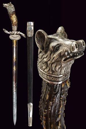 A beautiful silver-mounted hunting hanger "Hirschfaenger"