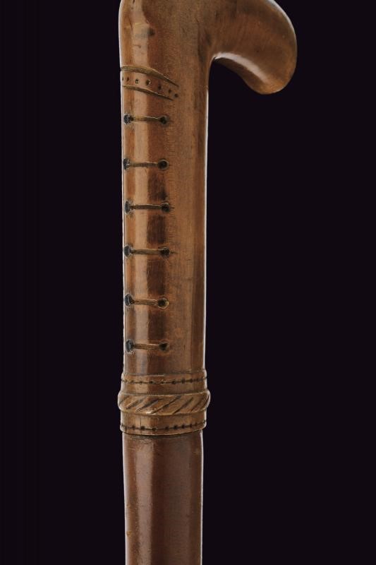 Militaria, Bastone animato a lama dritta incisa, fine del XIX secolo