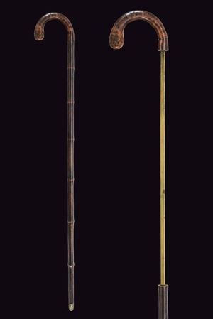 An interesting walking stick with incorporated measuring rule and set square