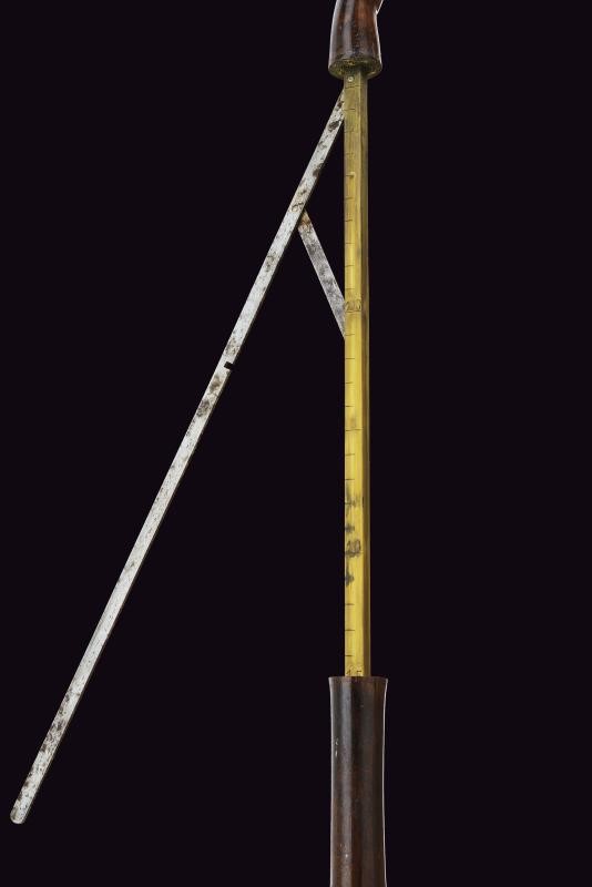 Bastone da misurazione con metro e squadra incorporati, circa 1900