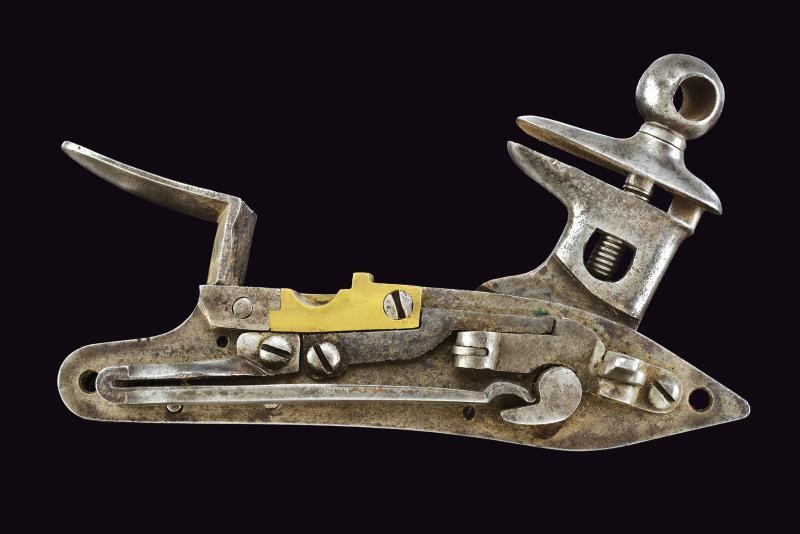 Cartella a pietra focaia per fucile da cavalleria Mod. 1801, batteria in ferro e ottone