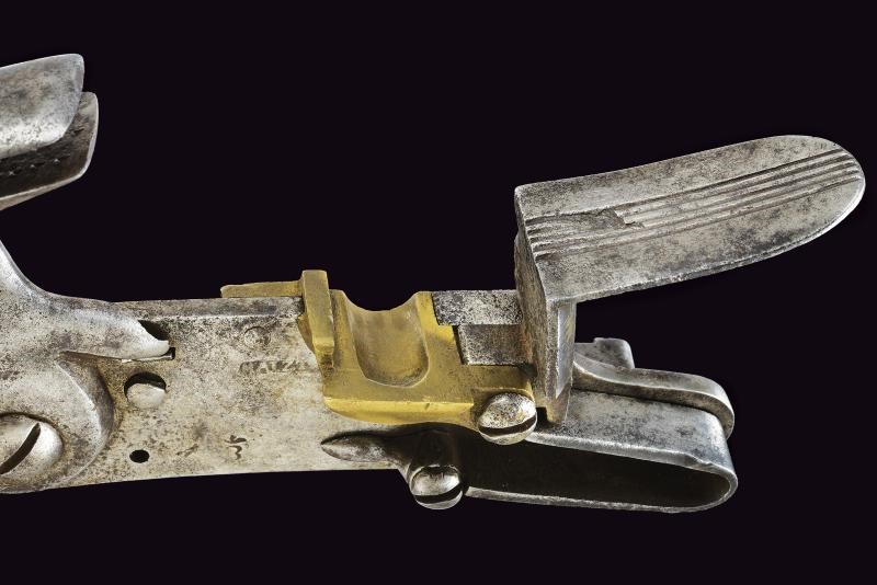 Cartella a pietra focaia per fucile da cavalleria Mod. 1801, batteria in ferro e ottone