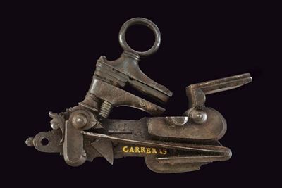 Carreras, Batteria alla micheletta in ferro dorato, marcature “MALAGA” e “EN MADRID 1830”, 1800-1...
