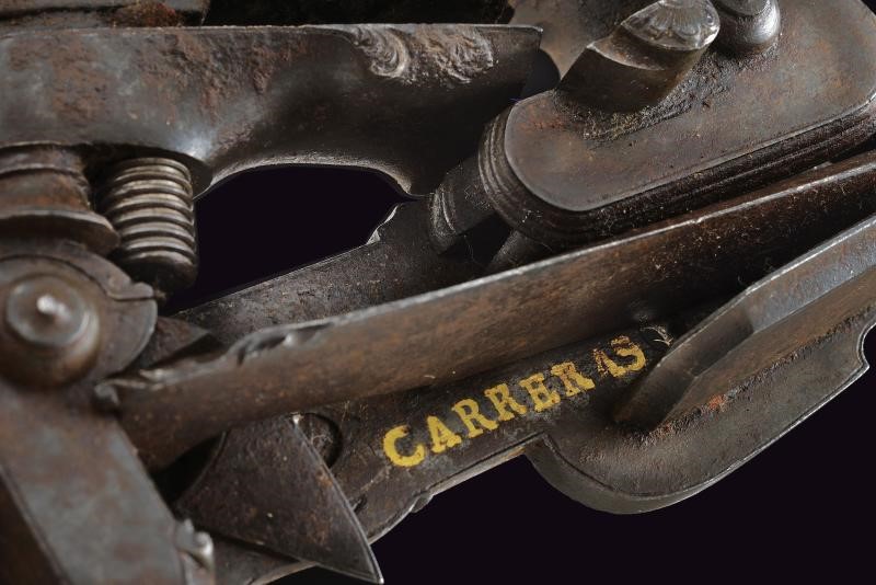 Carreras, Batteria alla micheletta in ferro dorato, marcature “MALAGA” e “EN MADRID 1830”, 1800-1...