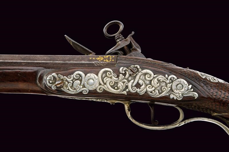 Castiglione, Bel fucile alla micheletta con fornimenti in argento, metà XVIII secolo