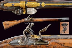 Elegante e raro scavezzo a pietra focaia firmato Frachetti e Minelli
