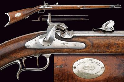 Carabina a luminello tipo svizzero, mod. 1851 (Genova), con baionetta, 1860