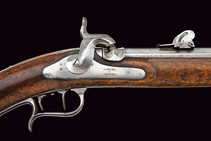 Carabina a luminello tipo svizzero, mod. 1851 (Genova), con baionetta, 1860