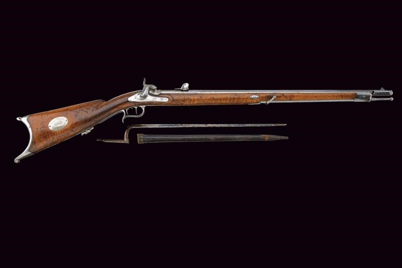 Carabina a luminello tipo svizzero, mod. 1851 (Genova), con baionetta, 1860