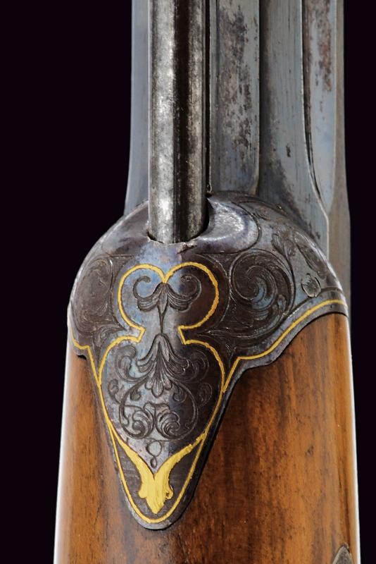 G. Zaoue, Fucile da tiro a luminello con canna brunita e decorazioni in oro