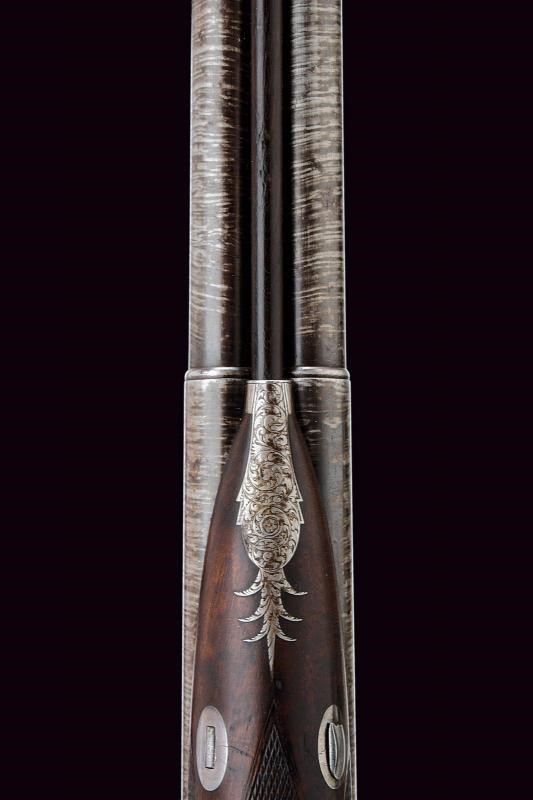Joseph Manton & Son, Coppia di doppiette a luminello con incisioni a racemi, prima metà XIX secol...