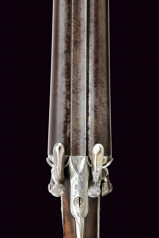 St. Etienne, Bella doppietta a spillo, punzonatura e incisioni, cal. 17 mm (16 gauge), circa 1870