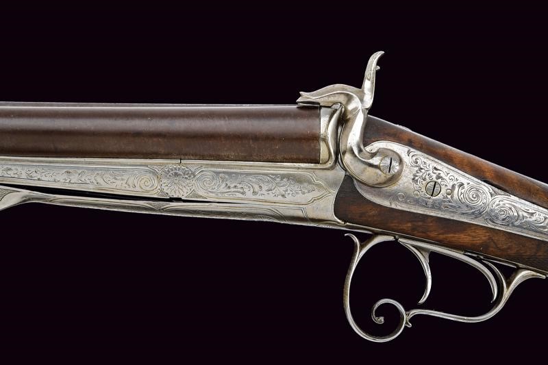 St. Etienne, Bella doppietta a spillo, punzonatura e incisioni, cal. 17 mm (16 gauge), circa 1870