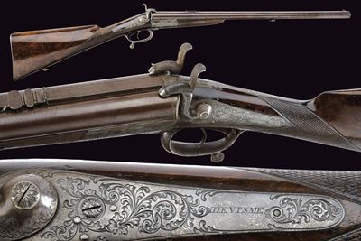 Devisme, Express a spillo con canne rigate rigate, damasco e incisioni, 1870