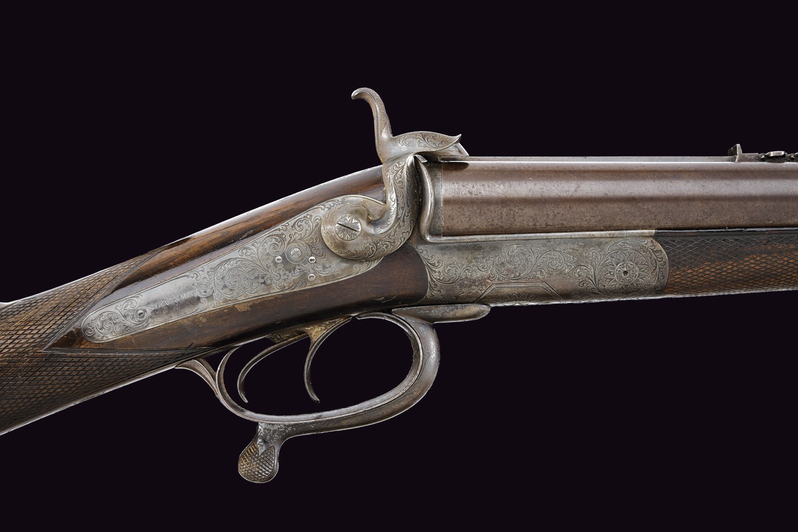 Devisme, Express a spillo con canne rigate rigate, damasco e incisioni, 1870