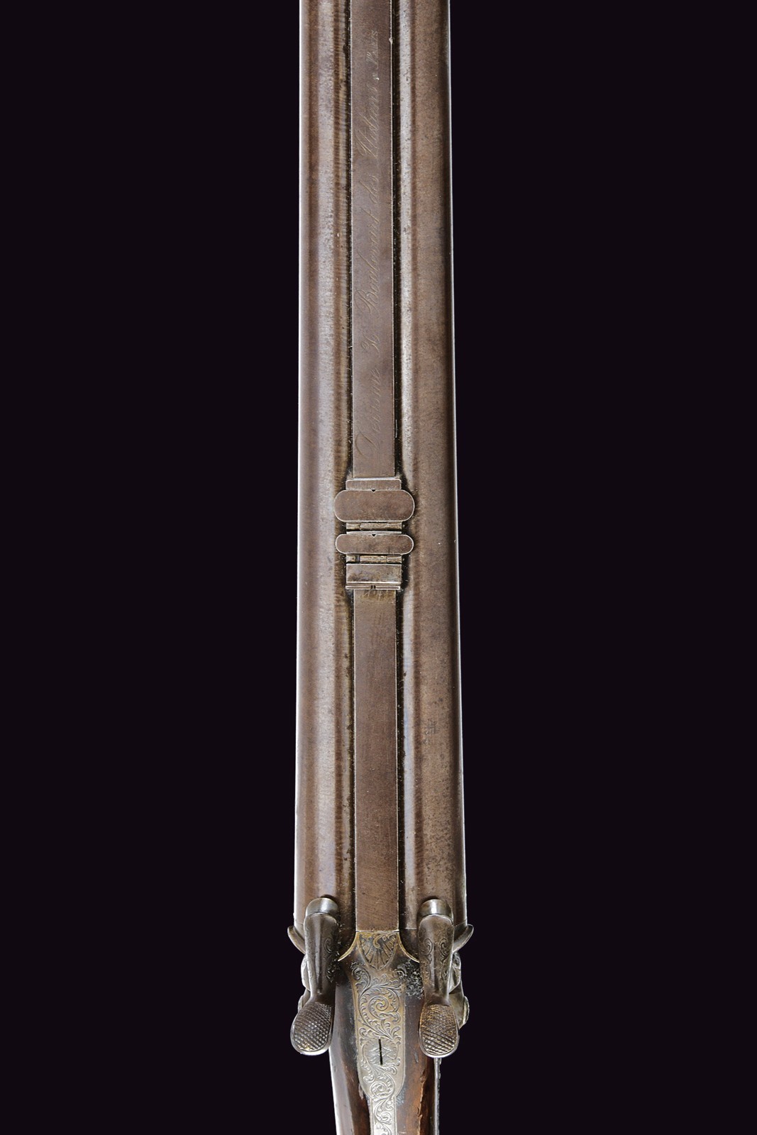 Devisme, Express a spillo con canne rigate rigate, damasco e incisioni, 1870