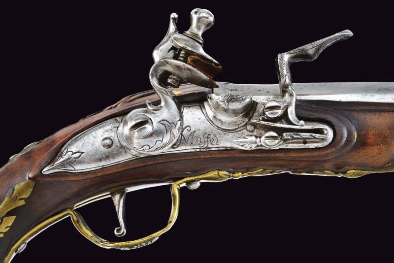Maffei, Pistola da viaggio a pietra focaia, metà XVIII secolo