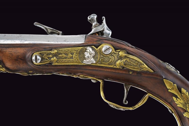 Maffei, Pistola da viaggio a pietra focaia, metà XVIII secolo