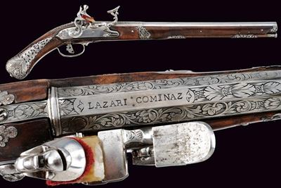 Italia settentrionale, Pistola alla fiorentina da fonda con incisioni floreali e serpenti