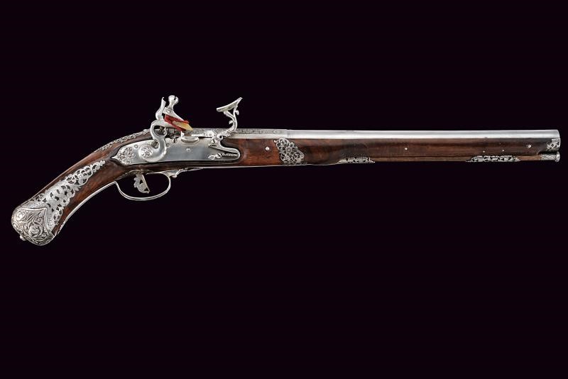 Italia settentrionale, Pistola alla fiorentina da fonda con incisioni floreali e serpenti