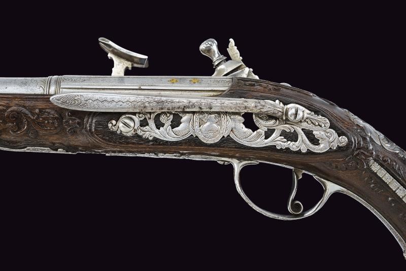 C.Z., Coppia di pistole alla fiorentina, canne lisce a due ordini incise e marcate 1775