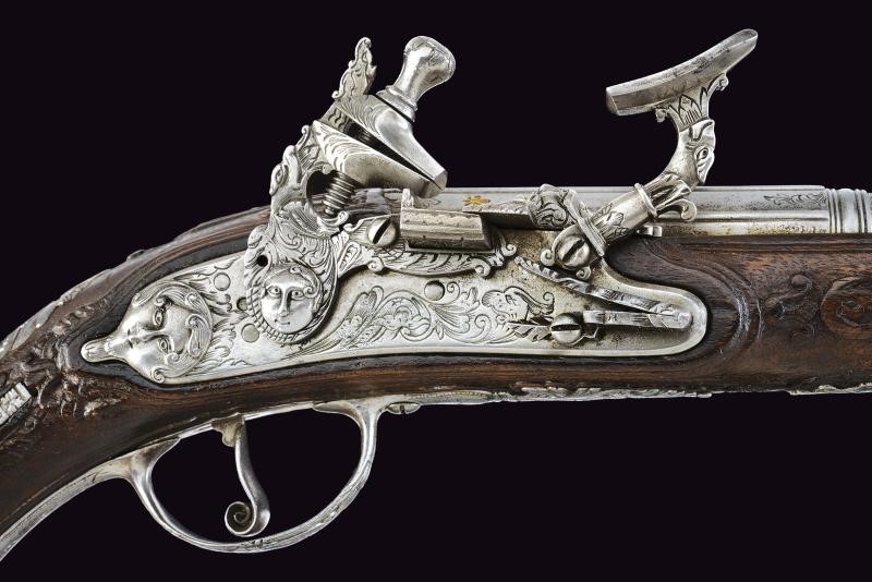 C.Z., Coppia di pistole alla fiorentina, canne lisce a due ordini incise e marcate 1775