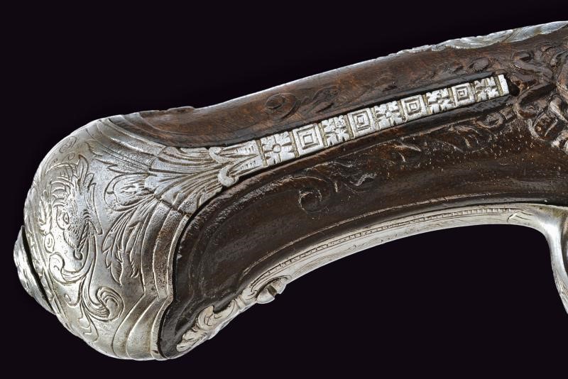C.Z., Coppia di pistole alla fiorentina, canne lisce a due ordini incise e marcate 1775