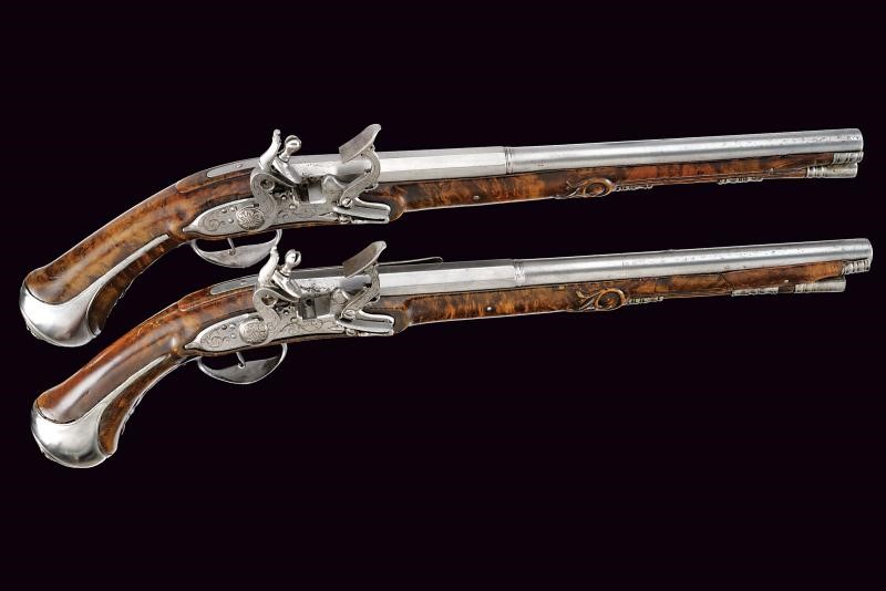 Pistole da fonda alla fiorentina, Toscana, canne lisce a due ordini (circa 1700)