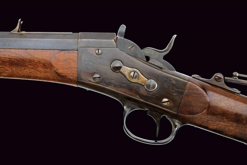 Remington, Fucile da bersaglio a colpo singolo a retrocarica, canna rigata ottagonale, cal. 10 mm...