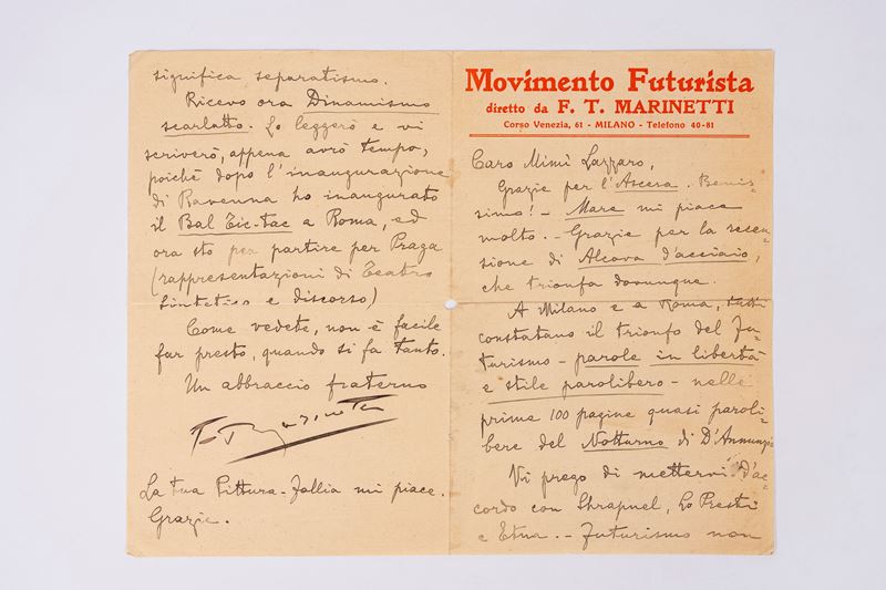 Lettera autografa firmata