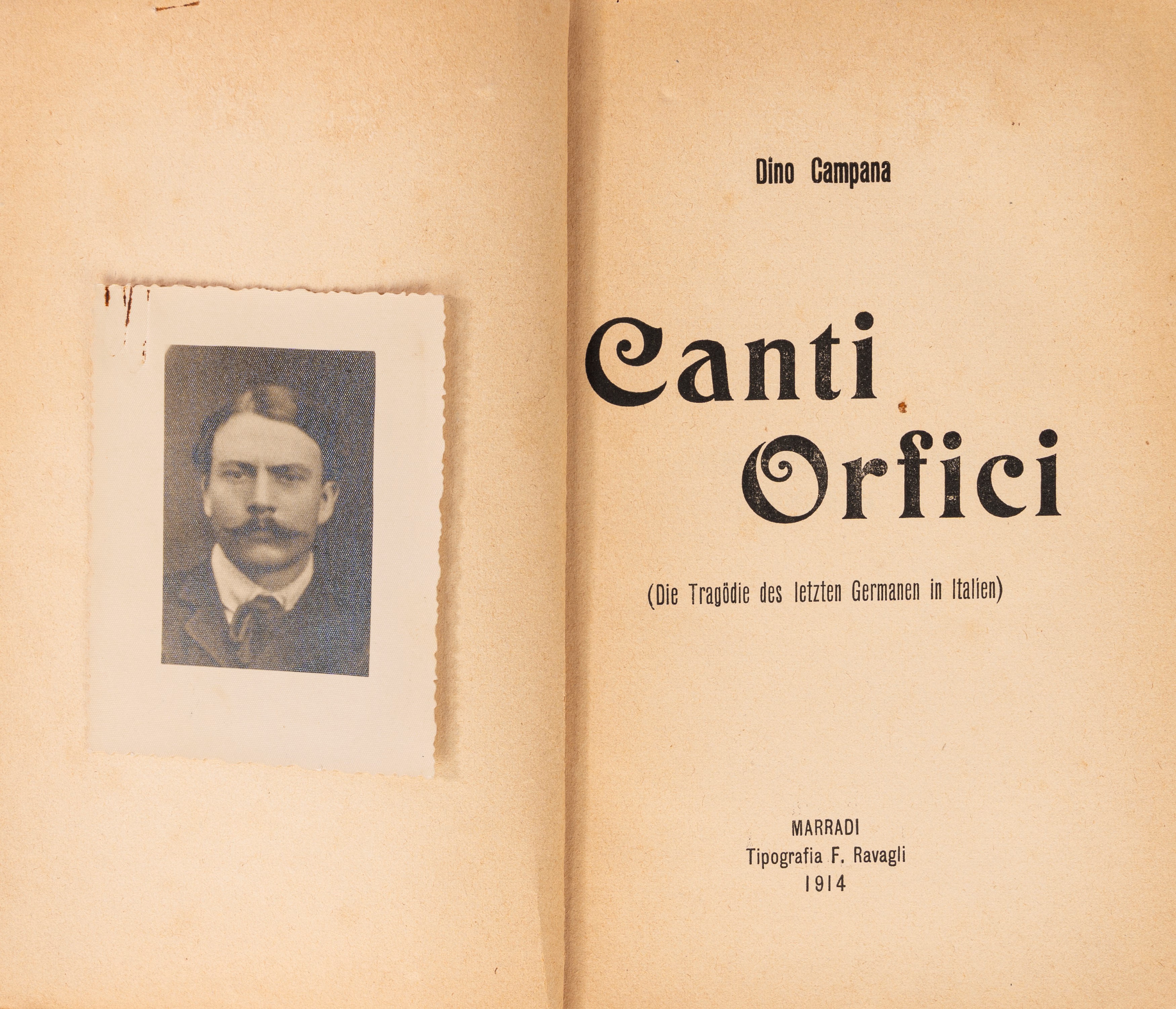 Dino Campana - Canti Orfici, edizione 1914 con dedica