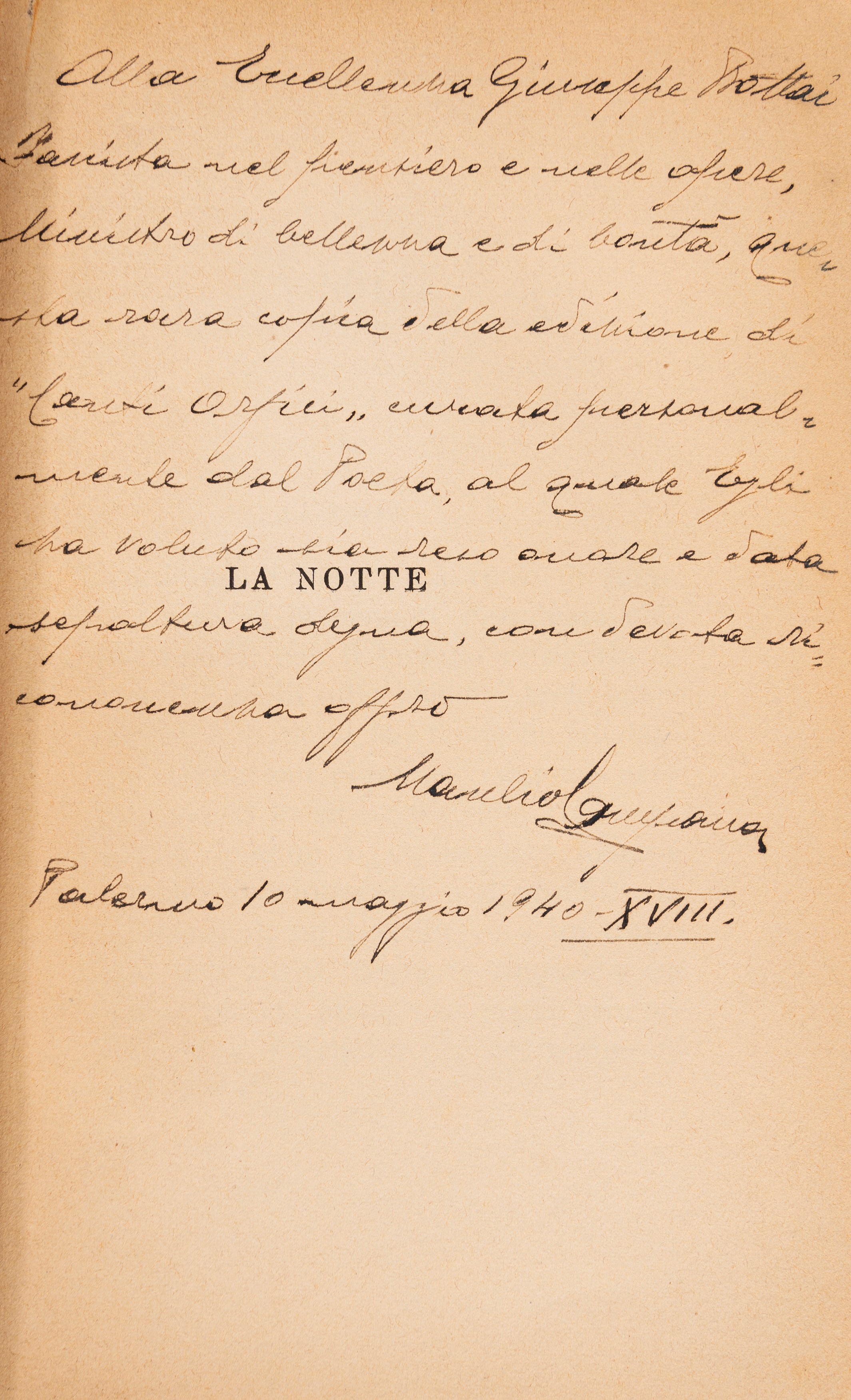 Dino Campana - Canti Orfici, edizione 1914 con dedica