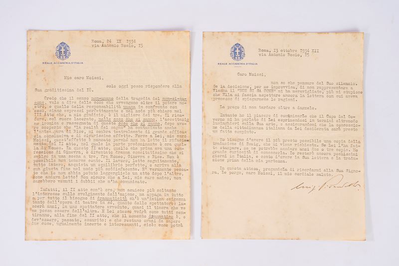 Due lettere dattiloscritte con firma