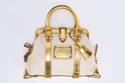 Sac de Nuit, borsa in tela Trianon con profili e doppi manici in pelle