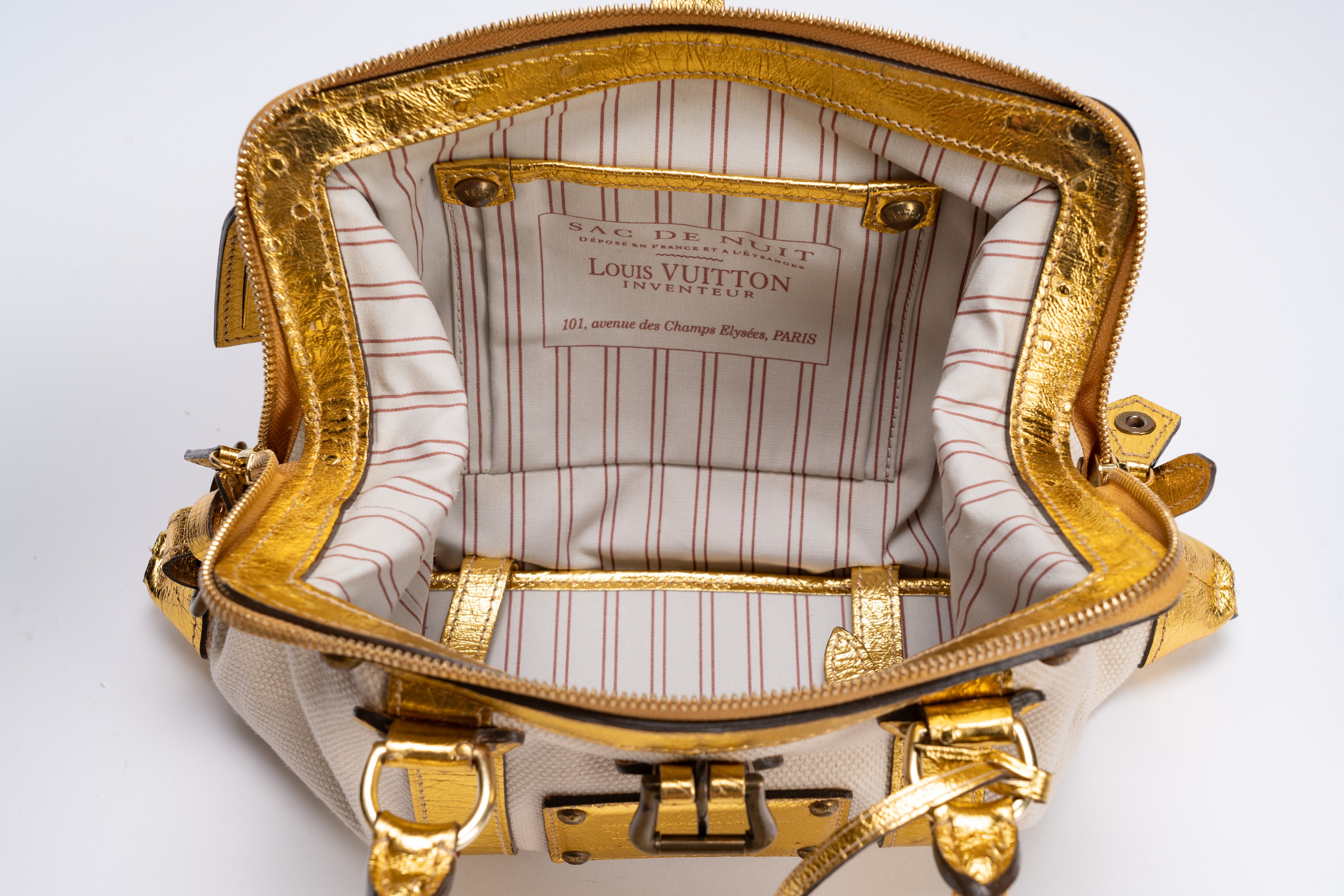 Louis Vuitton - Sac de Nuit, borsa in tela Trianon con profili e doppi manici in pelle