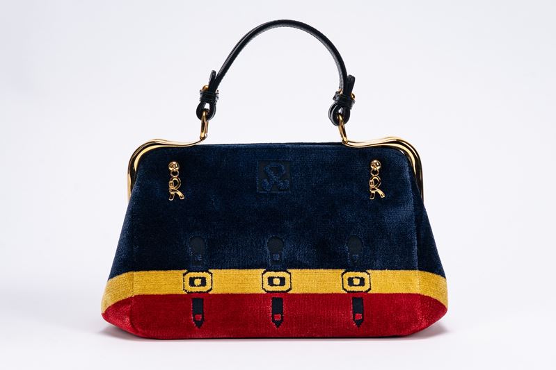 Roberta di Camerino - Borsa, velluto policromo con doppi manici e tracolla staccabile