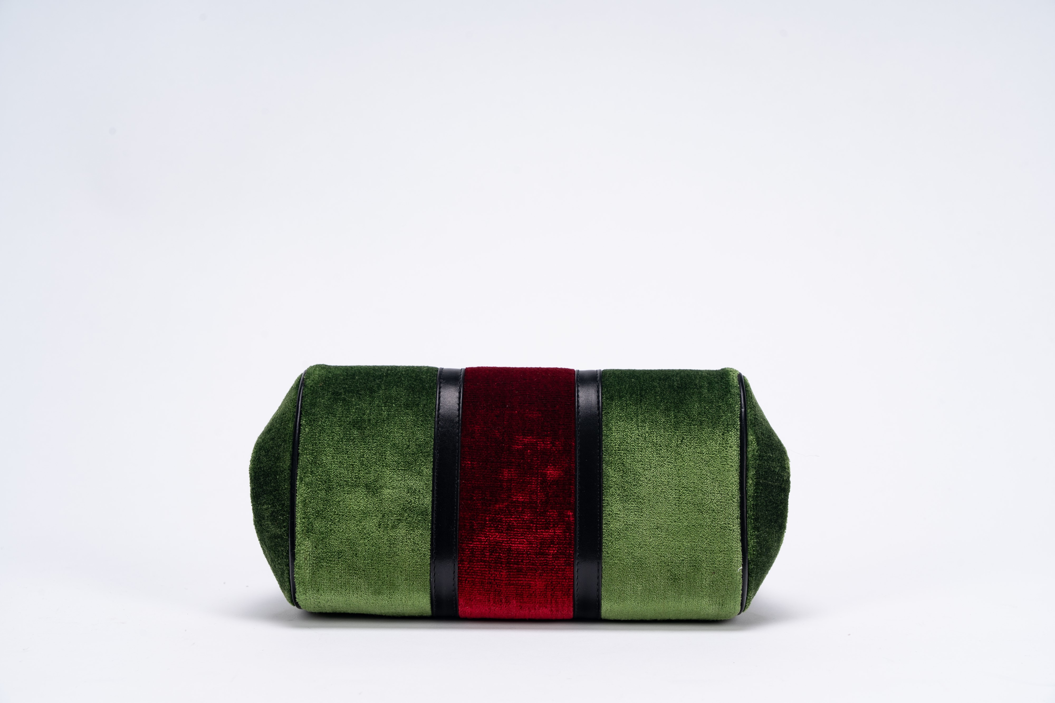 Roberta di Camerino - Borsa Bagonghi, borsa in velluto verde e rosso con manico e chiusura in pel...
